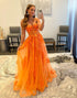 Orange Appliques Sweetheart Prom Dress