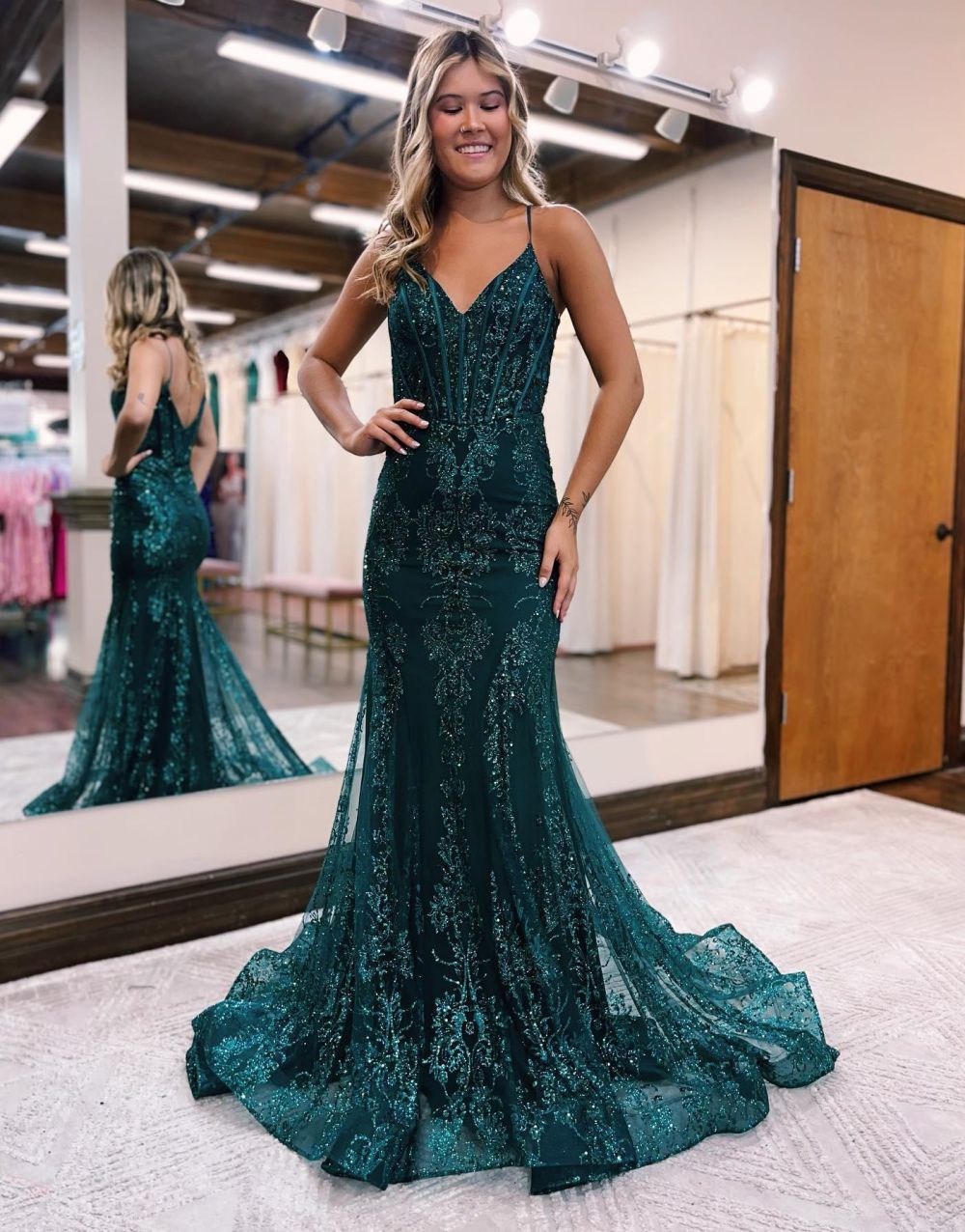 Dressself Mermaid Tulle Dark Green Prom Dress Tight Long Formal Dress Dressself Mermaid Tulle Dark Green Prom Dress Tight Long Formal Dress