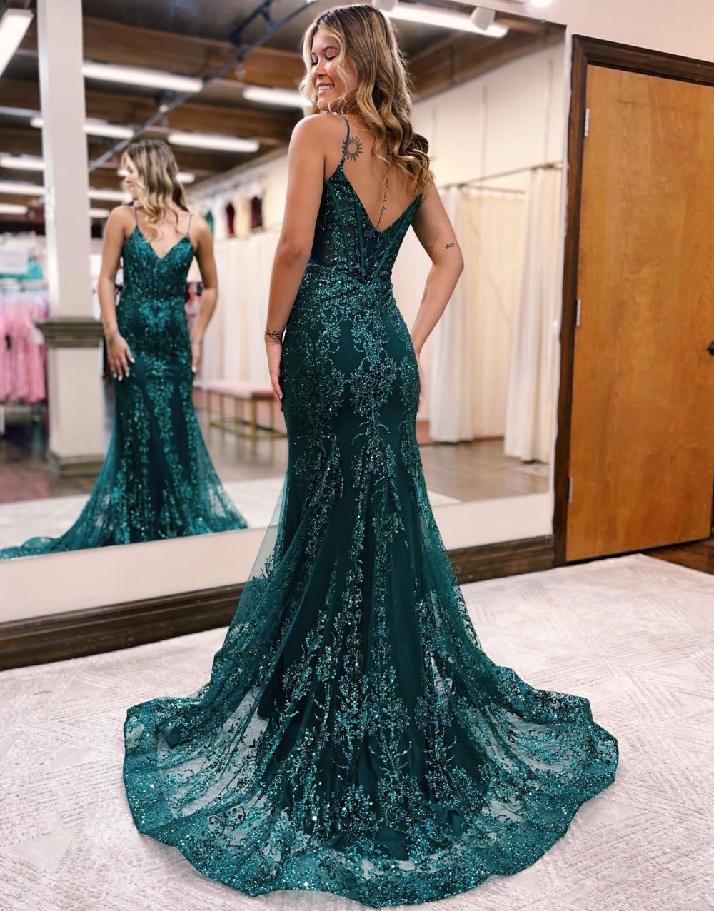 Dressself Mermaid Tulle Dark Green Prom Dress Tight Long Formal Dress Dressself Mermaid Tulle Dark Green Prom Dress Tight Long Formal Dress