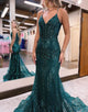 Mermaid Tulle Dark Green Prom Dress