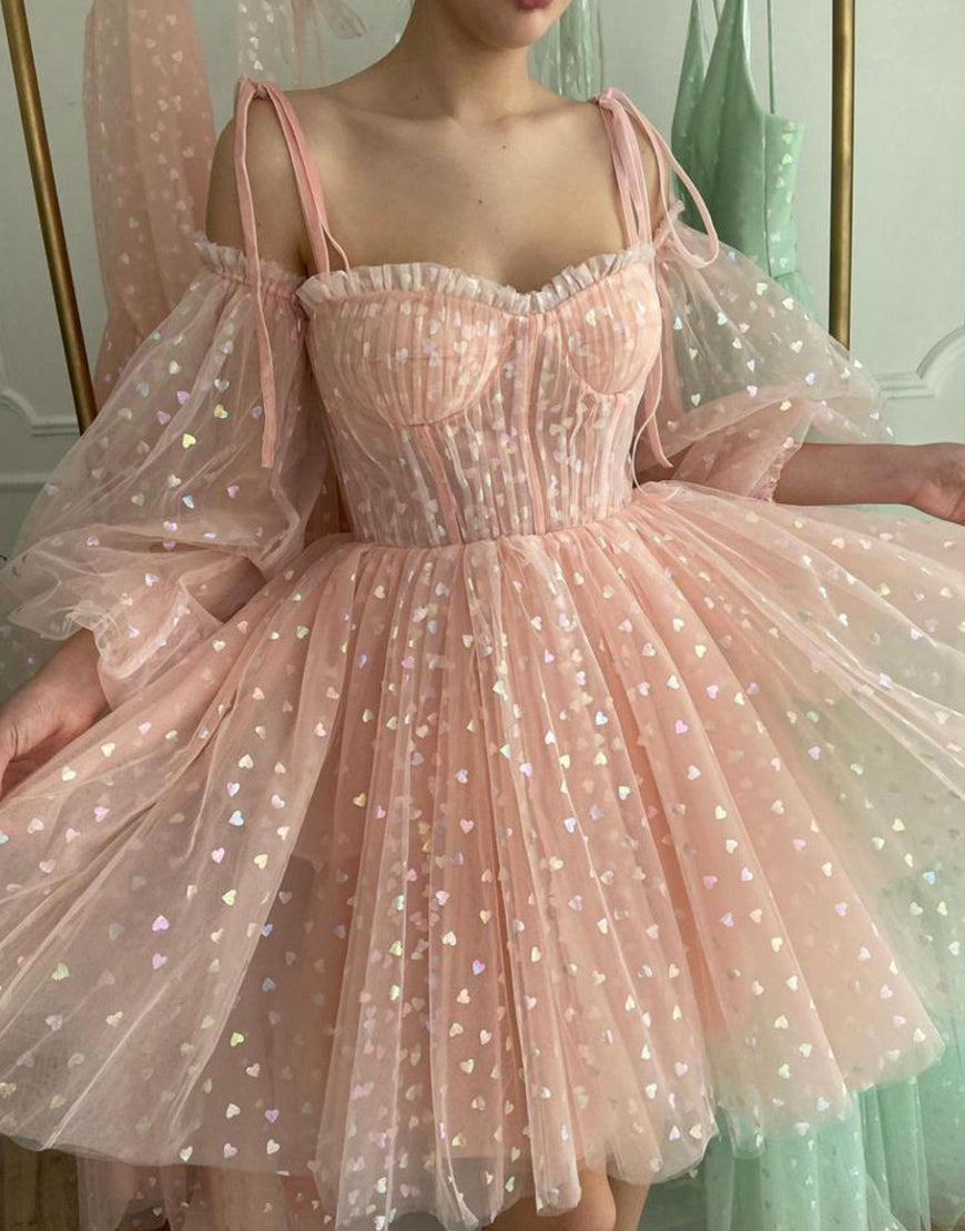 Sweetheart Light Pink Homecoming Dress with Sleeves Graduation Dresses Dressself Sweetheart Light Pink Homecoming Dress with Sleeves Graduation Dresses Dressself