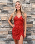 Short Sequin Red Homecoming Dress with Split