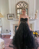 Sweetheart Long Tulle Black Prom Dress