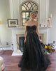 Sweetheart Long Tulle Black Prom Dress
