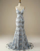 Mermaid Glitter Silver Long Prom Dress