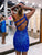 One Shoulder Royal Blue Sequins Mini Homecoming Dress