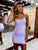 Light Purple Halter Sparkly Homecoming Dress With Criss Cross Back