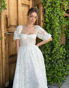 Short Lace Wedding Dress with Sleeves