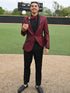 Burgundy Shawl Lapel Men's Prom Blazer