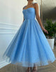 Tulle Blue Sweetheart Homecoming Dress with Stars