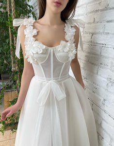 White Homecoming Dress with Flowers