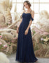 Off the Shoulder Navy Blue Bridesmaid Dress