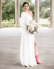 White Satin One Shoulder Wedding Dress with Sleeve
