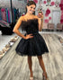 Strapless Black Homecoming Dress with Feather