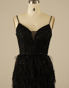 Unique Short Homecoming Dress with Feather