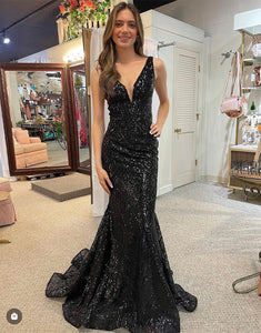 Unique Long Mermaid Black Prom Dress