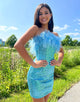 Strapless Tight Sequin Homecoming Dress with Feather