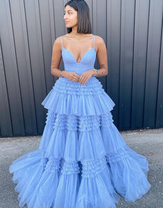 Tiered Long Tulle Princess Prom Dress