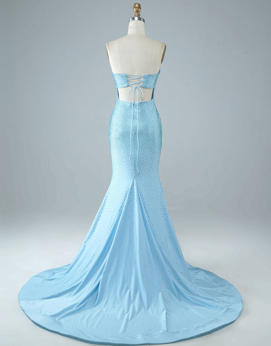 Sexy Tight Strapless Light Blue Long Mermaid Prom Dress Dressself Sexy Tight Strapless Light Blue Long Mermaid Prom Dress Dressself