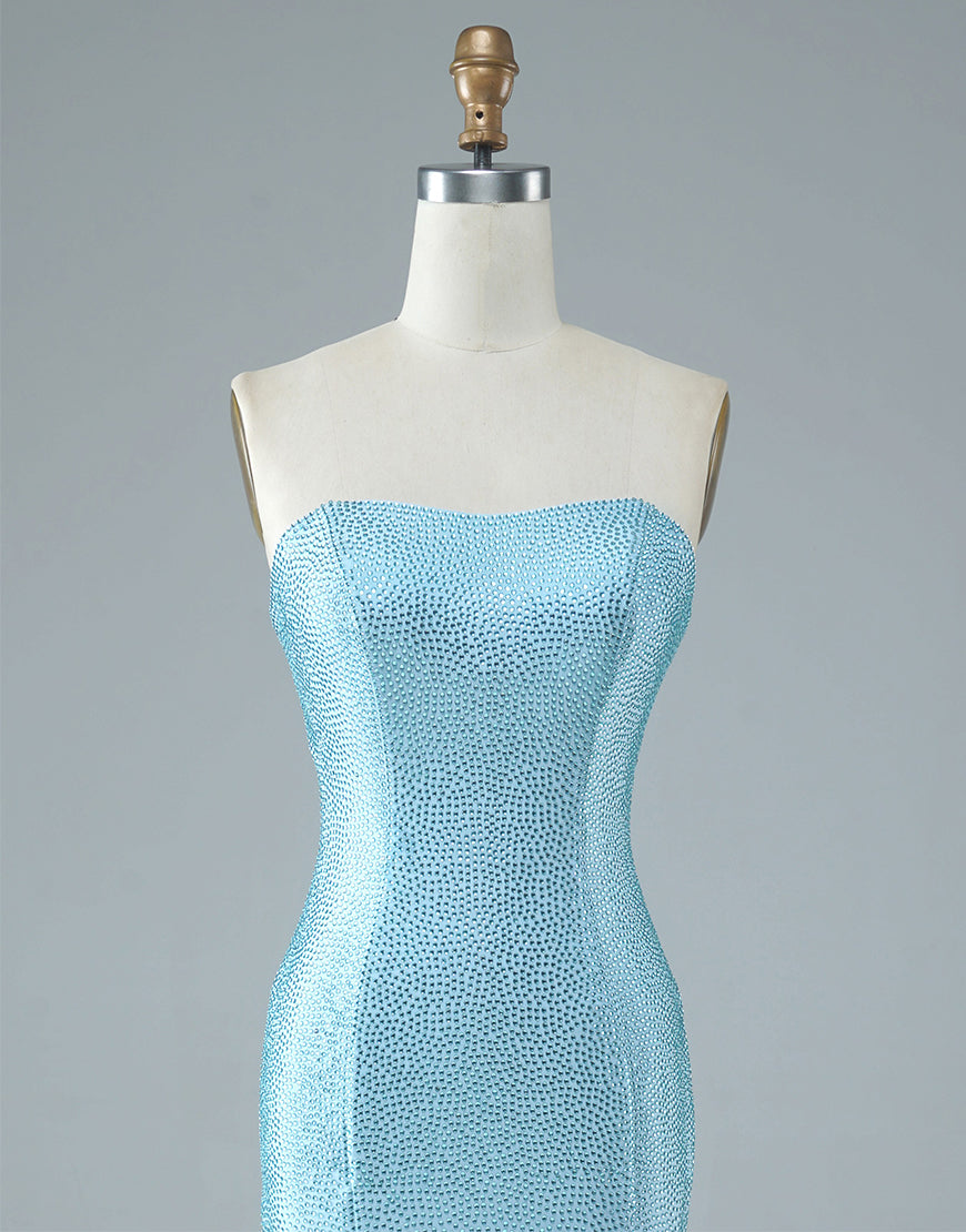 Sexy Tight Strapless Light Blue Long Mermaid Prom Dress Dressself Sexy Tight Strapless Light Blue Long Mermaid Prom Dress Dressself