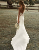 Sheath Boho Simple Silk Wedding Gown