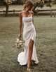 Sheath Boho Simple Silk Wedding Gown