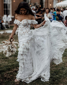 Tiered Bohemian Wedding Dress
