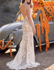 Backless Lace Boho Wedding Dress