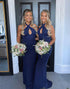 Navy Blue Mermaid Long Bridesmaid Dress