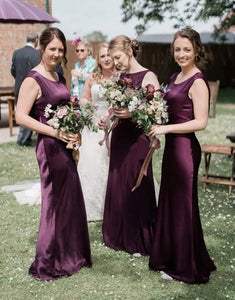 Grape Sleeveless Simple Bridesmaid Dress