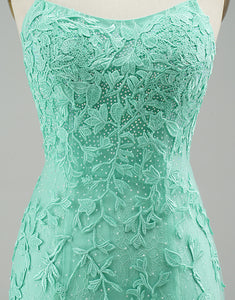 Mermaid Mint Green Long Backless Tight Prom Dress
