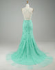 Mermaid Mint Green Long Backless Tight Prom Dress
