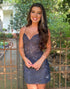 Grey Lace Homecoming Dress with Appliques