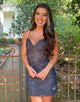 Grey Lace Homecoming Dress with Appliques
