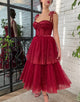 Tulle Dark Red Glitter Homecoming Dress