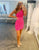 Glitter One-Shoulder Hot Pink Homecoming Dress With Sequins