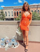 Orange V-neck Short Tight Homecoming Dress with Embroidery