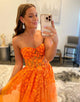 Orange Appliques Sweetheart Prom Dress