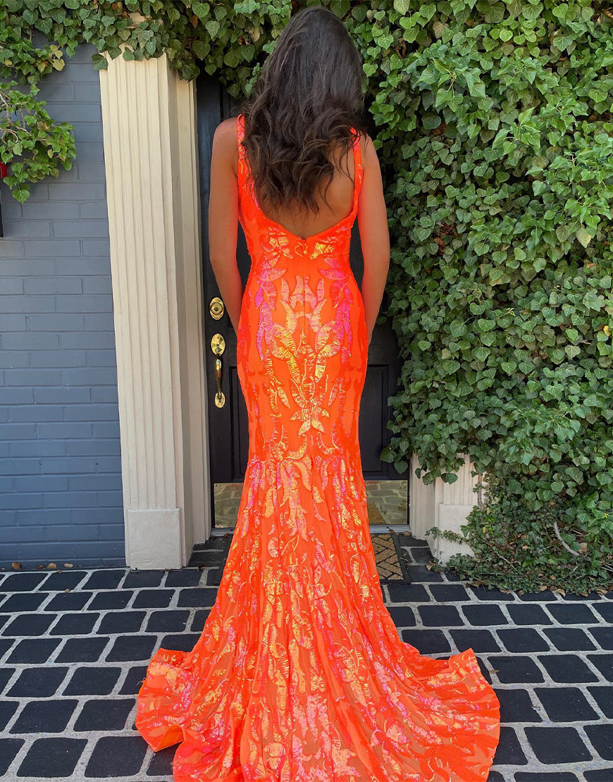orange prom dress mermaid Dressself Unique Mermaid Orange Prom Dress Long Corset Formal Dresses
