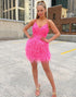 Unique Short Homecoming Dress with Feather