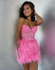 Sweetheart Short Homecoming Dress with Feathers