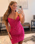 Pink Glitter Sheath Homecoming Dress