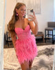 Sweetheart Short Homecoming Dress with Feathers