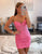 pink sweetheart tight lace homecoming dress