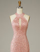Pink Beading Mermaid Prom Dress