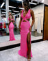 Hot Pink Long Slit Prom Dress