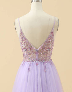 A-line Tulle Prom Dress with Beading