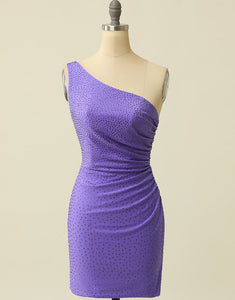 Beaded Short Purple Homecoming Dress