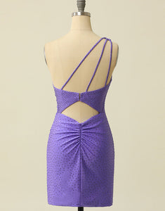 Beaded Short Purple Homecoming Dress