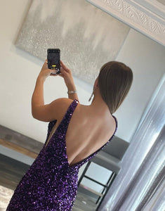 Purple Short Sequin Mini Homecoming Dress